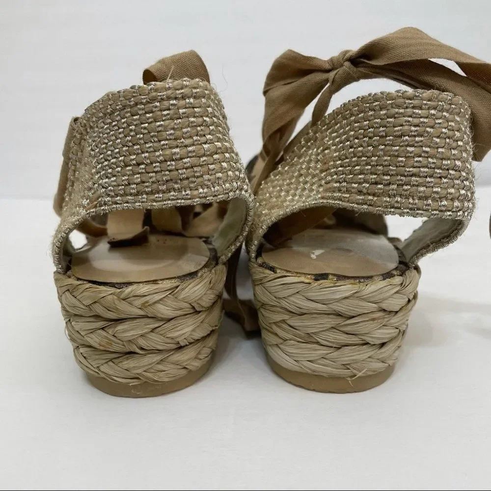 New Stuart Weitzman Leopard Print Lace Up Espadrilles